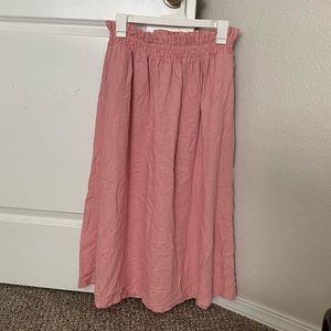 Linen Blend MIDI Skirt w/ Pockets